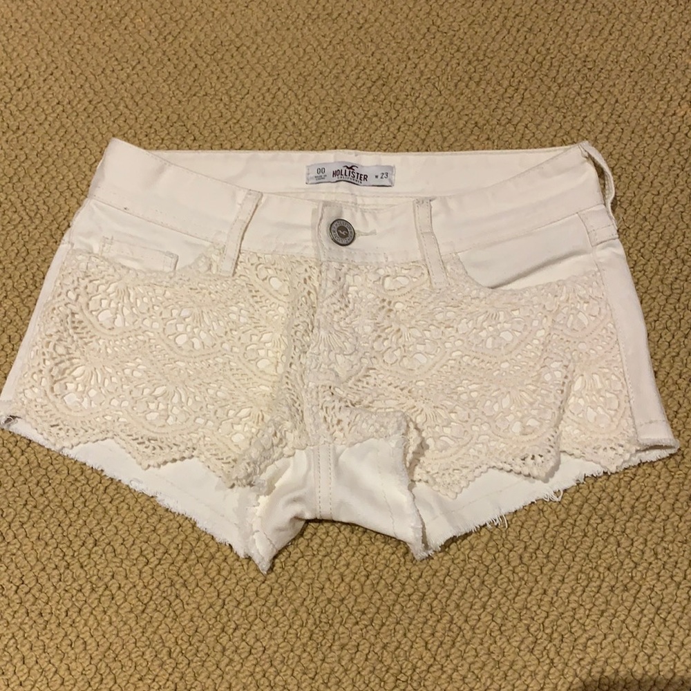 Cream Jean Shorts with Boho Style Detailing